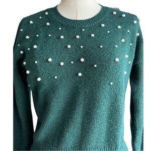 Abercrombie Kids Teal Sweater with Pearl Details, Size 11/12